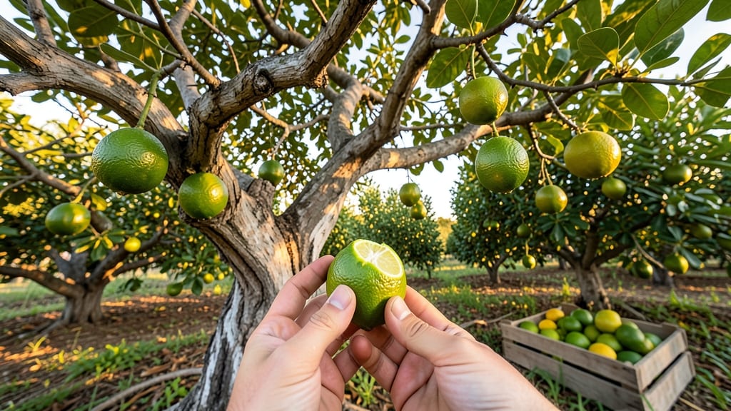 Harvesting Key Limes at Peak Ripeness