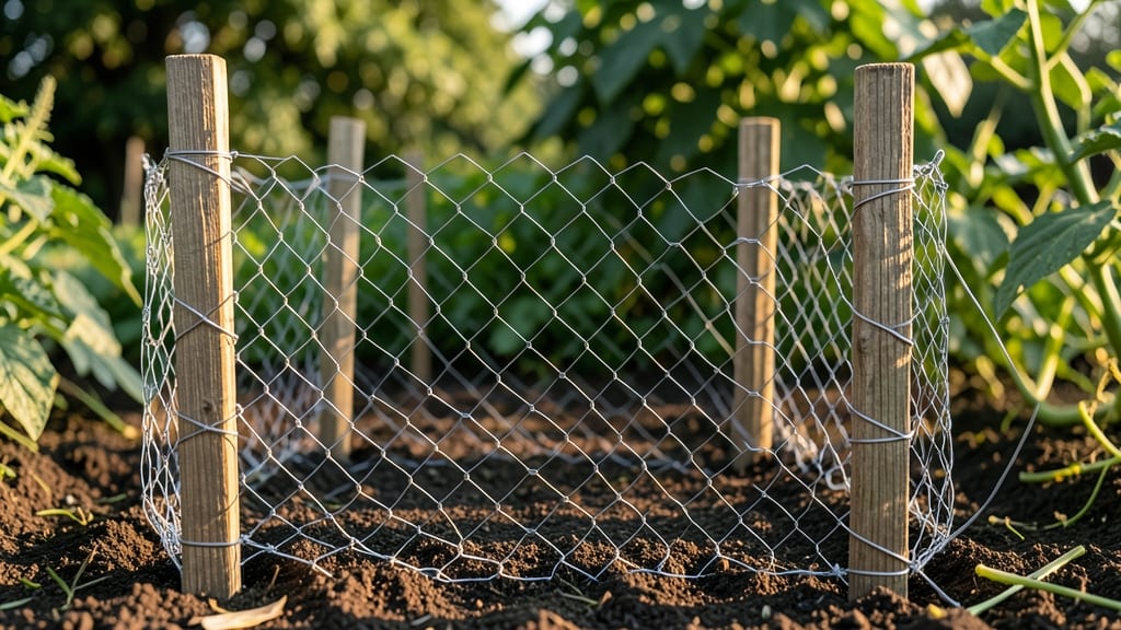 Chicken Wire and Stakes Trellis