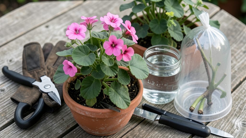 How to Cut Geraniums for Winter: Layered Stems for Root Revival