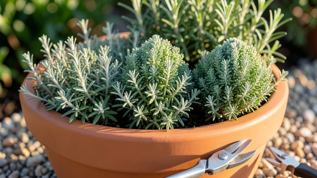 Shearing Thyme for Formal Container Edging