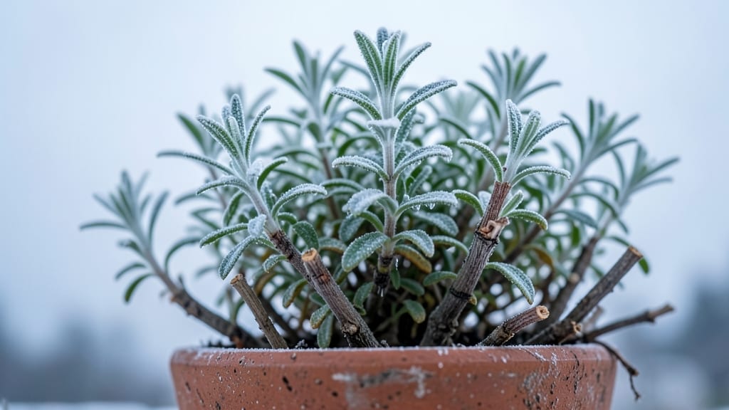 Pruning Thyme for Winter Survival in Containers